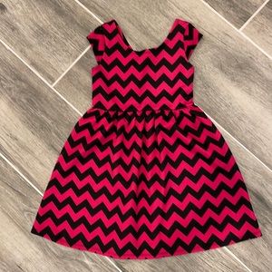 George Girls Pink/Black Chevron Dress S(6-6x) EUC